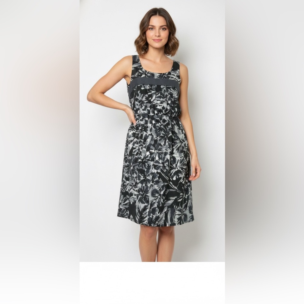 Trina Turk Women’s Monochrome Abstract Silk/Wool Contrast Midi Dress SZ 6